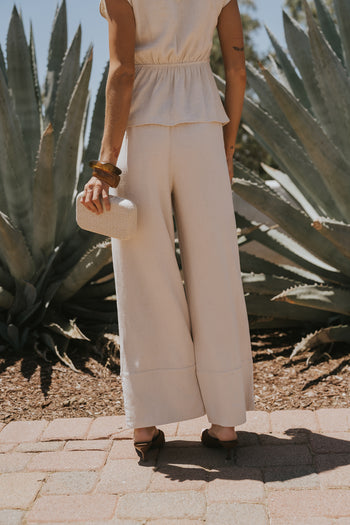 Manny Wide Leg Pants in Beige