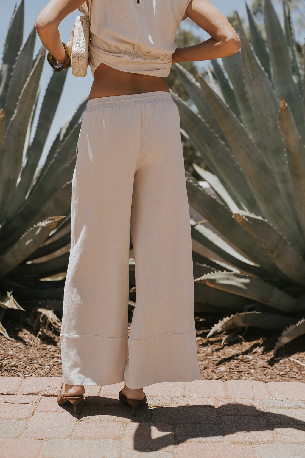 Manny Wide Leg Pants in Beige