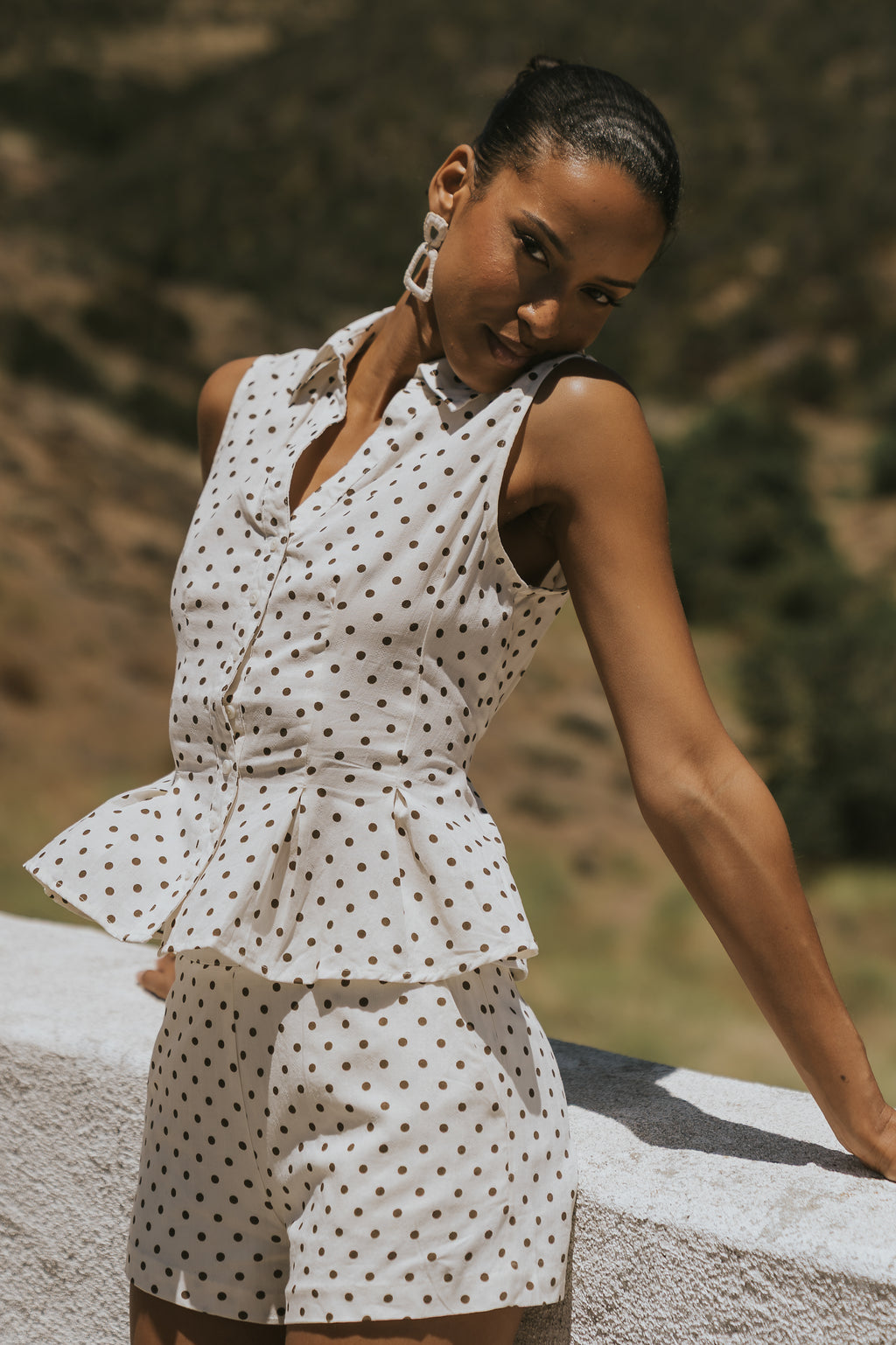 Alisha Collared Polka Dot Top