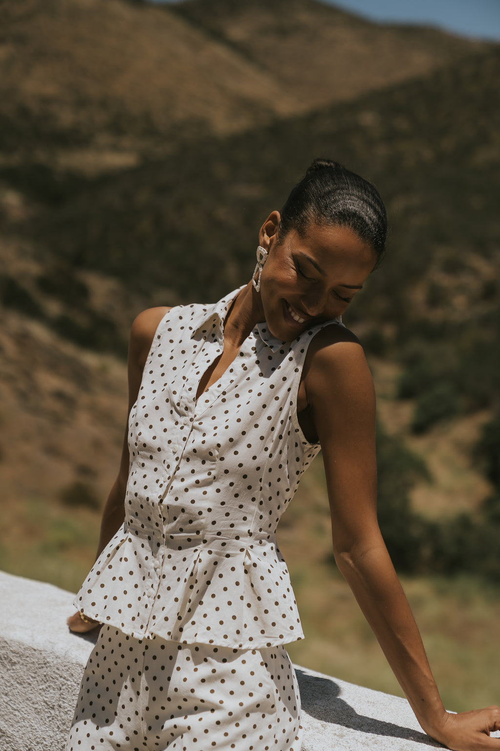 Alisha Collared Polka Dot Top