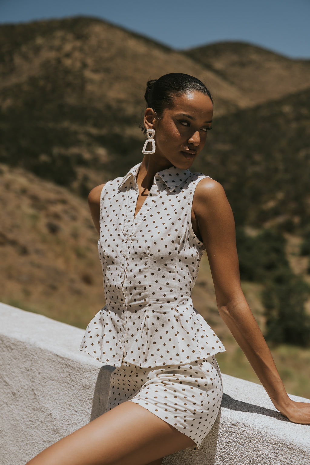 Alisha Collared Polka Dot Top
