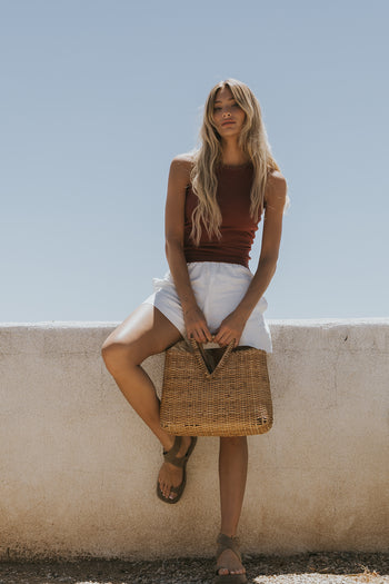 Leia Contrast Tank Top in Brick