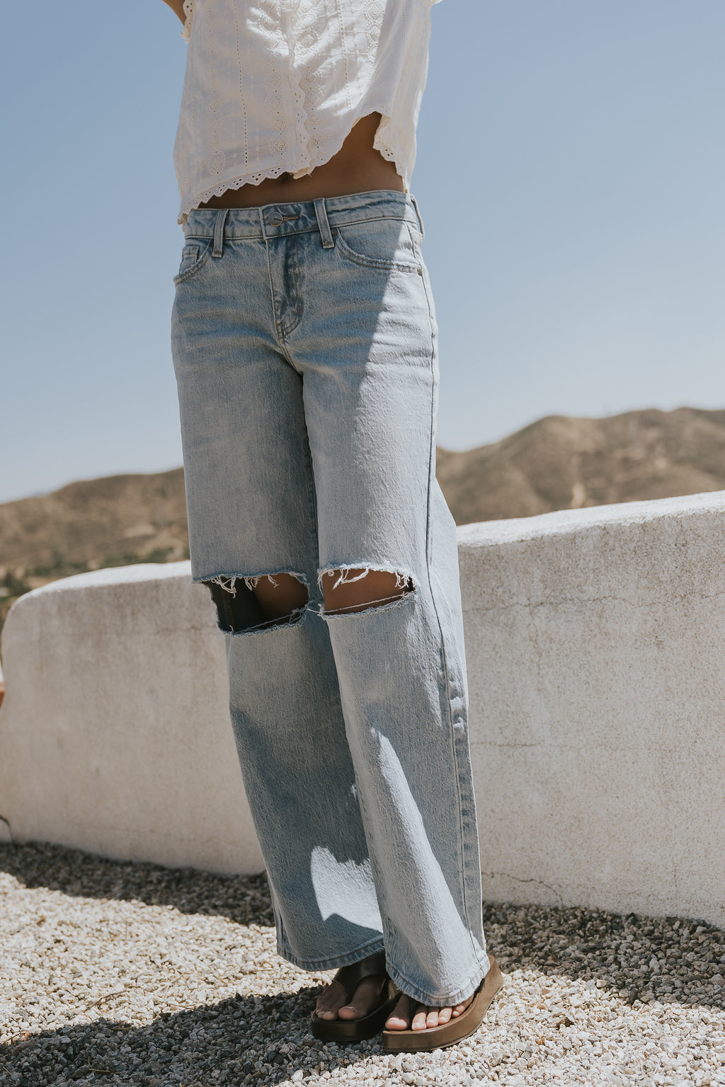 Martha Distressed Wide Leg Jeans
