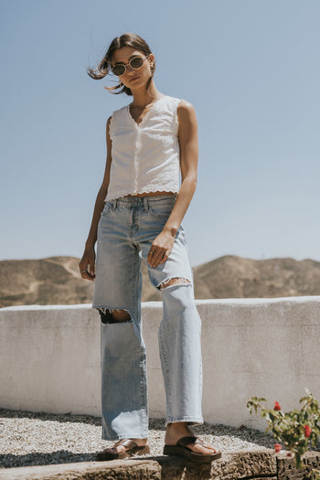 Martha Distressed Wide Leg Jeans