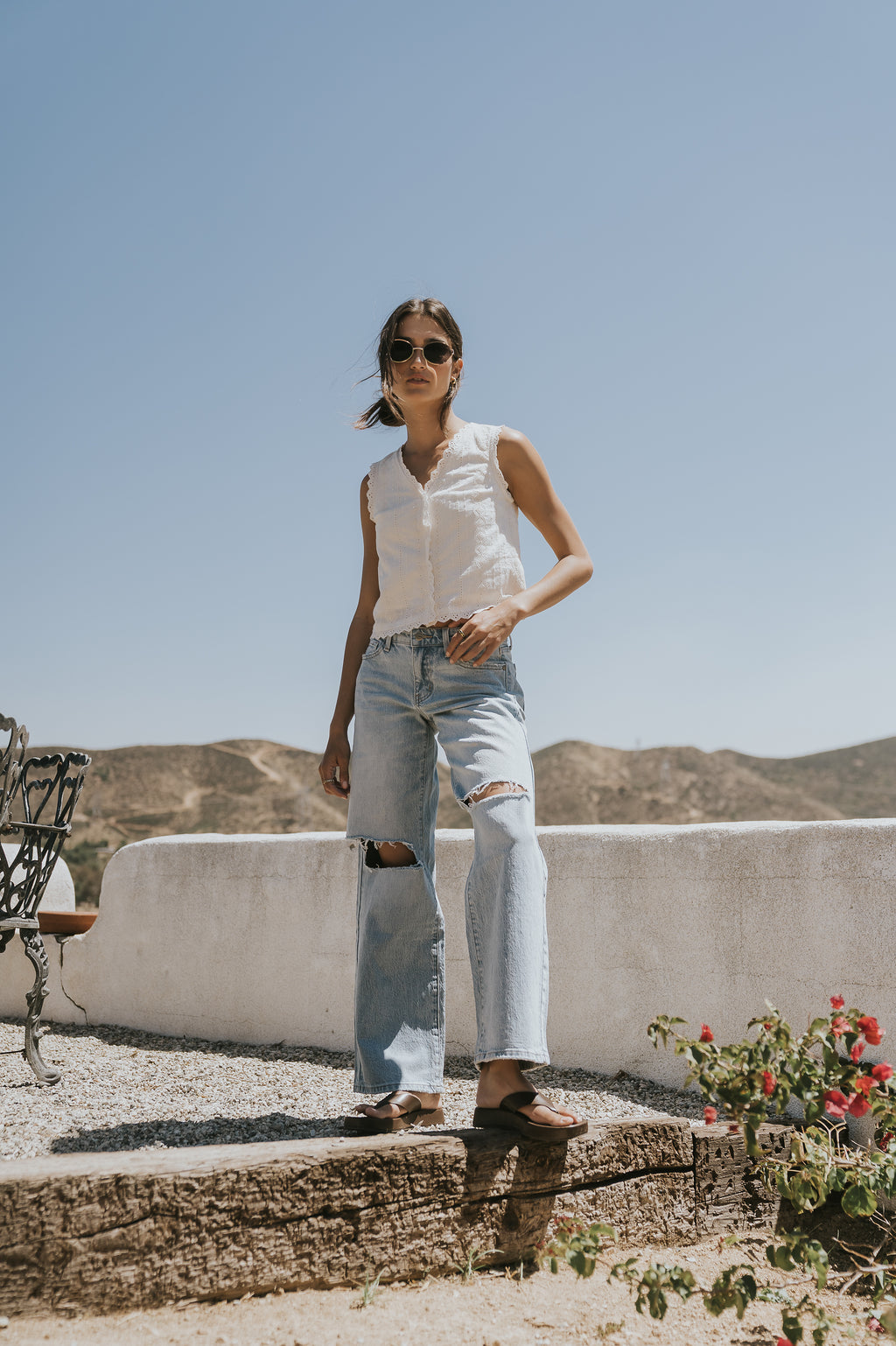Martha Distressed Wide Leg Jeans