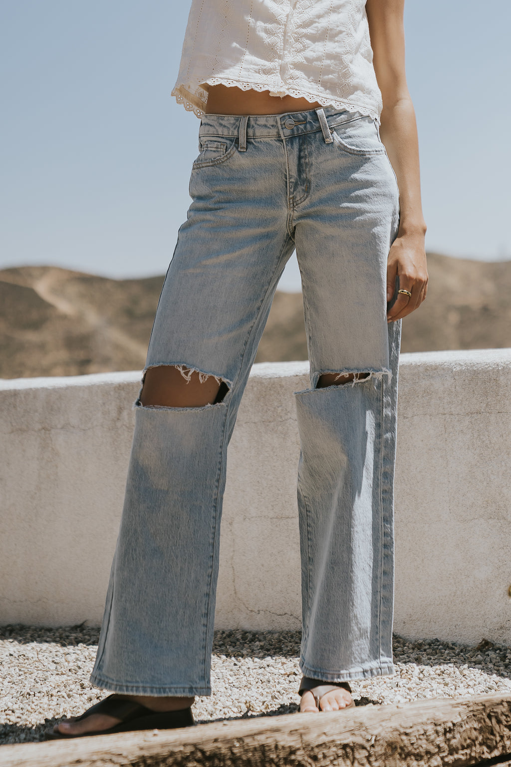 Martha Distressed Wide Leg Jeans