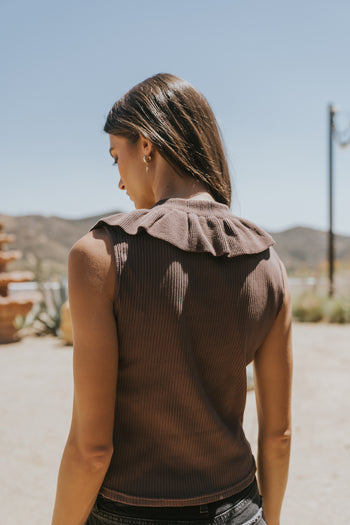 Mitchel Collared Tank in Brown