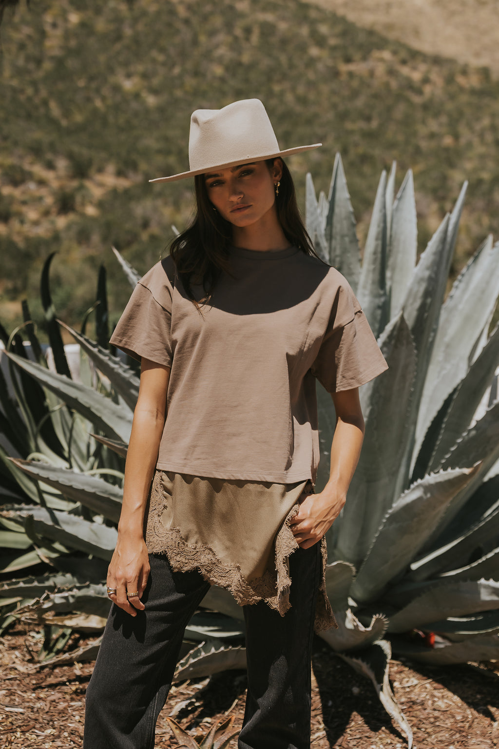 Mika Combination Top in Brown