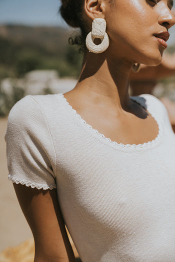 Kaila Scalloped Top in Sand