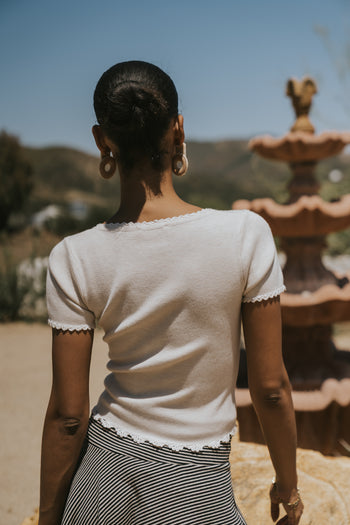 Kaila Scalloped Top in Sand