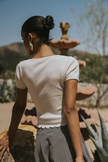 Kaila Scalloped Top in Sand
