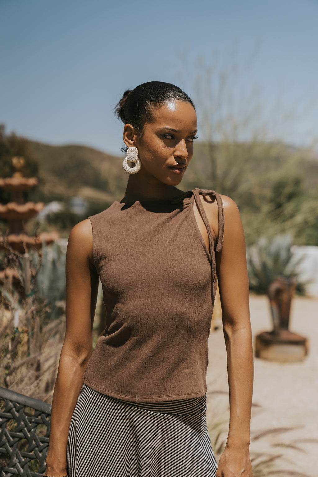 Mona Asymmetrical Tank in Brown