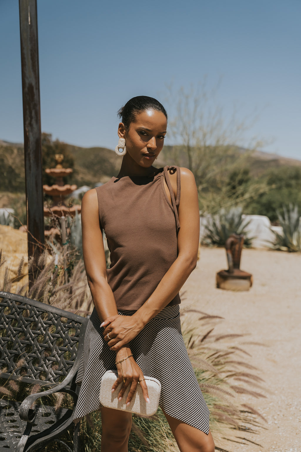 Mona Asymmetrical Tank in Brown