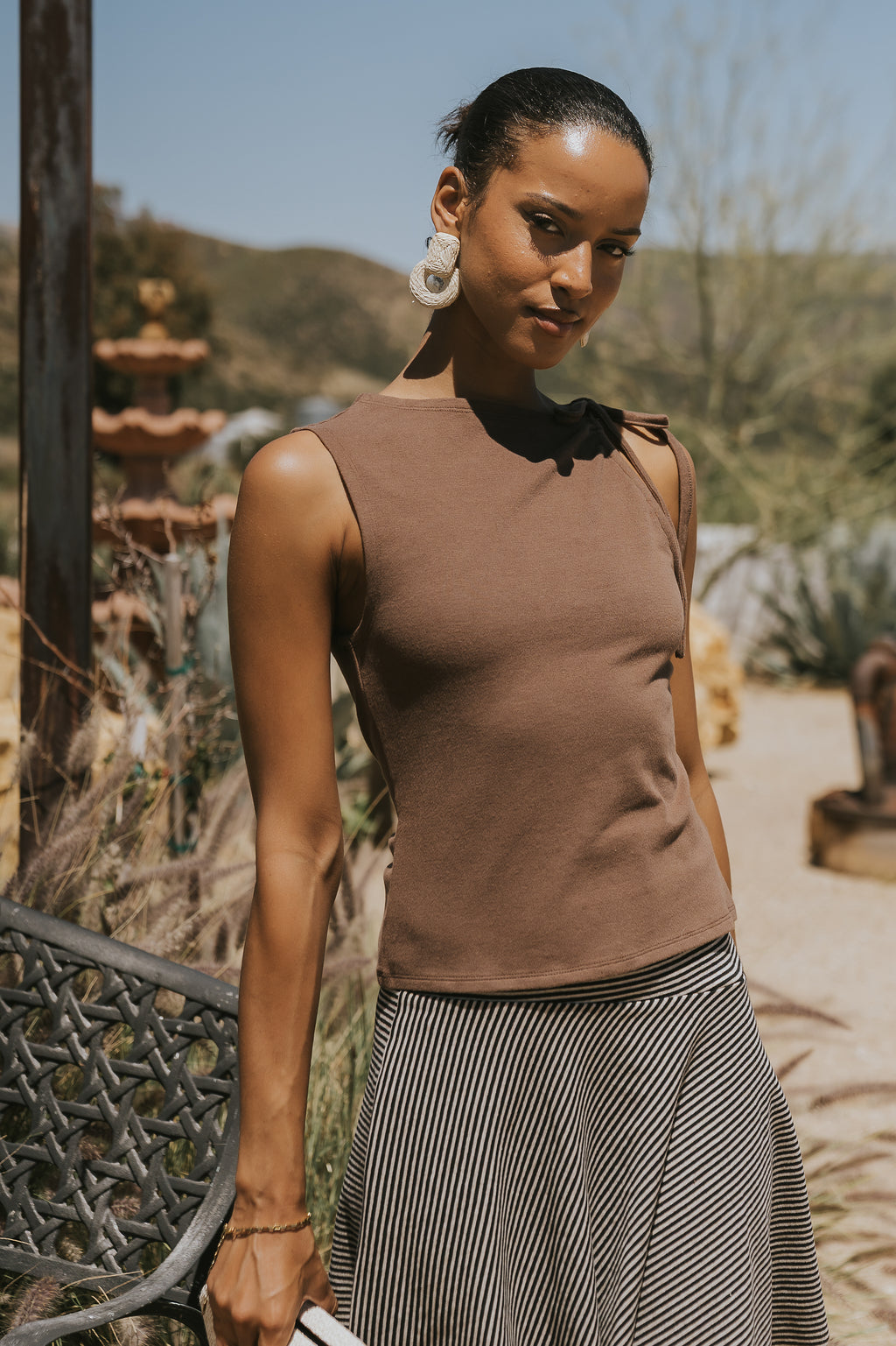 Mona Asymmetrical Tank in Brown