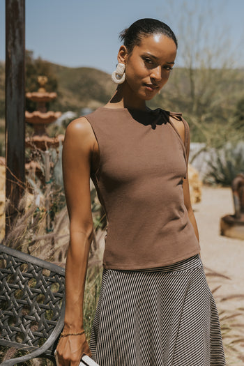 Mona Asymmetrical Tank in Brown