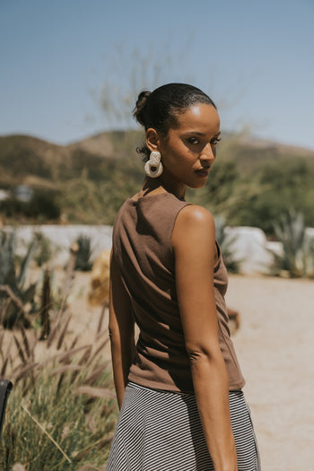 Mona Asymmetrical Tank in Brown