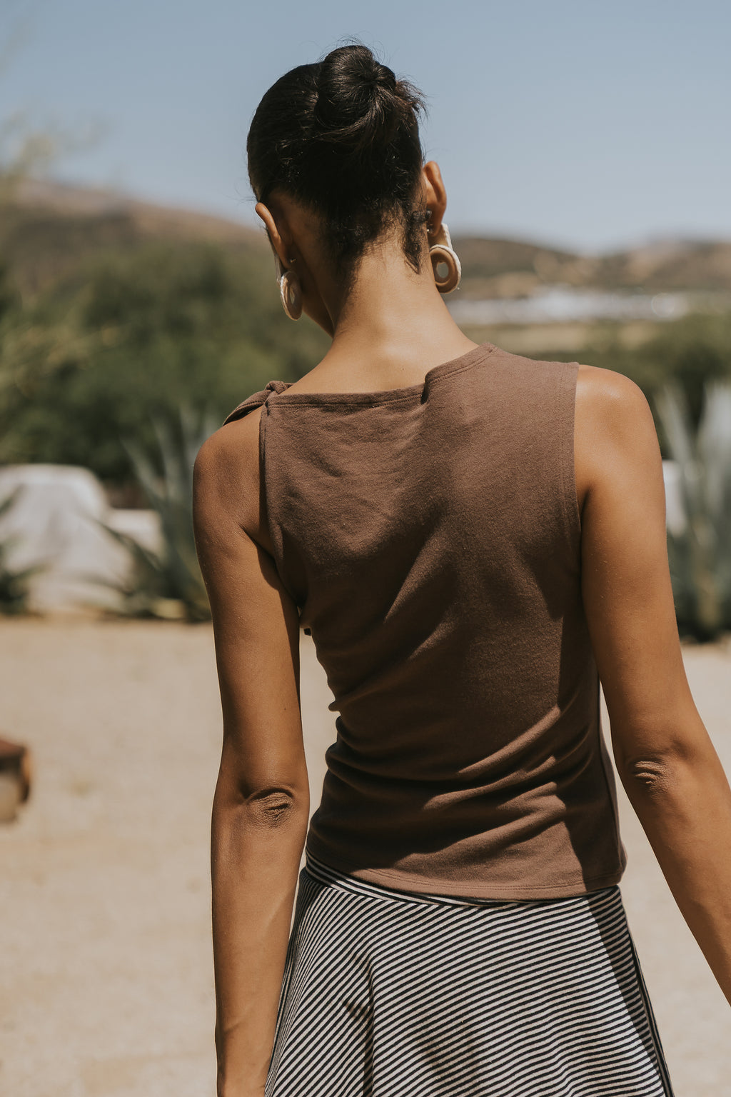 Mona Asymmetrical Tank in Brown