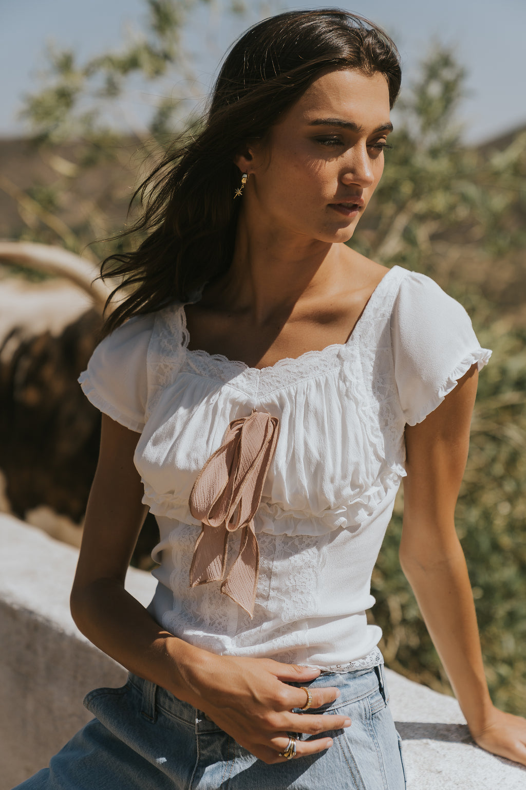 Lennon Lace Trim Blouse