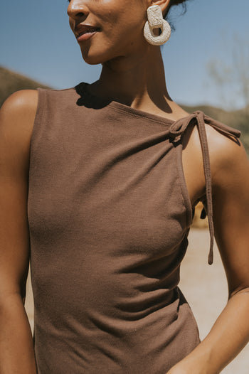 Mona Asymmetrical Tank in Brown