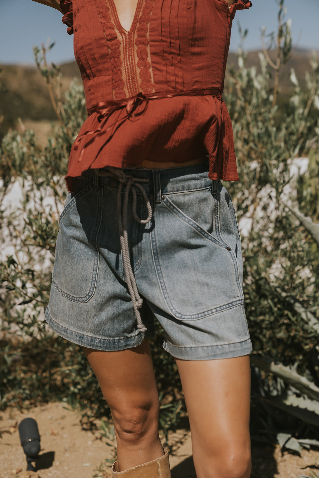 Tylee Drawstring Shorts in Denim