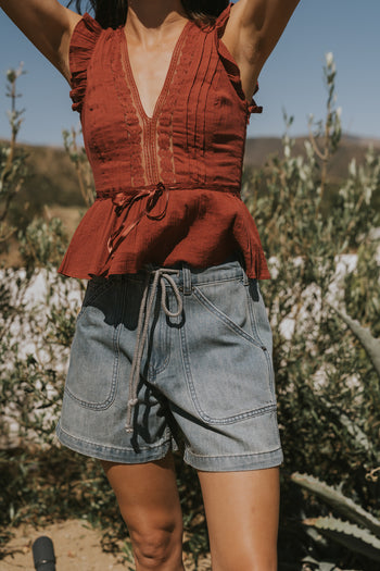 Tylee Drawstring Shorts in Denim