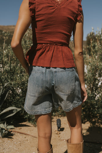 Tylee Drawstring Shorts in Denim