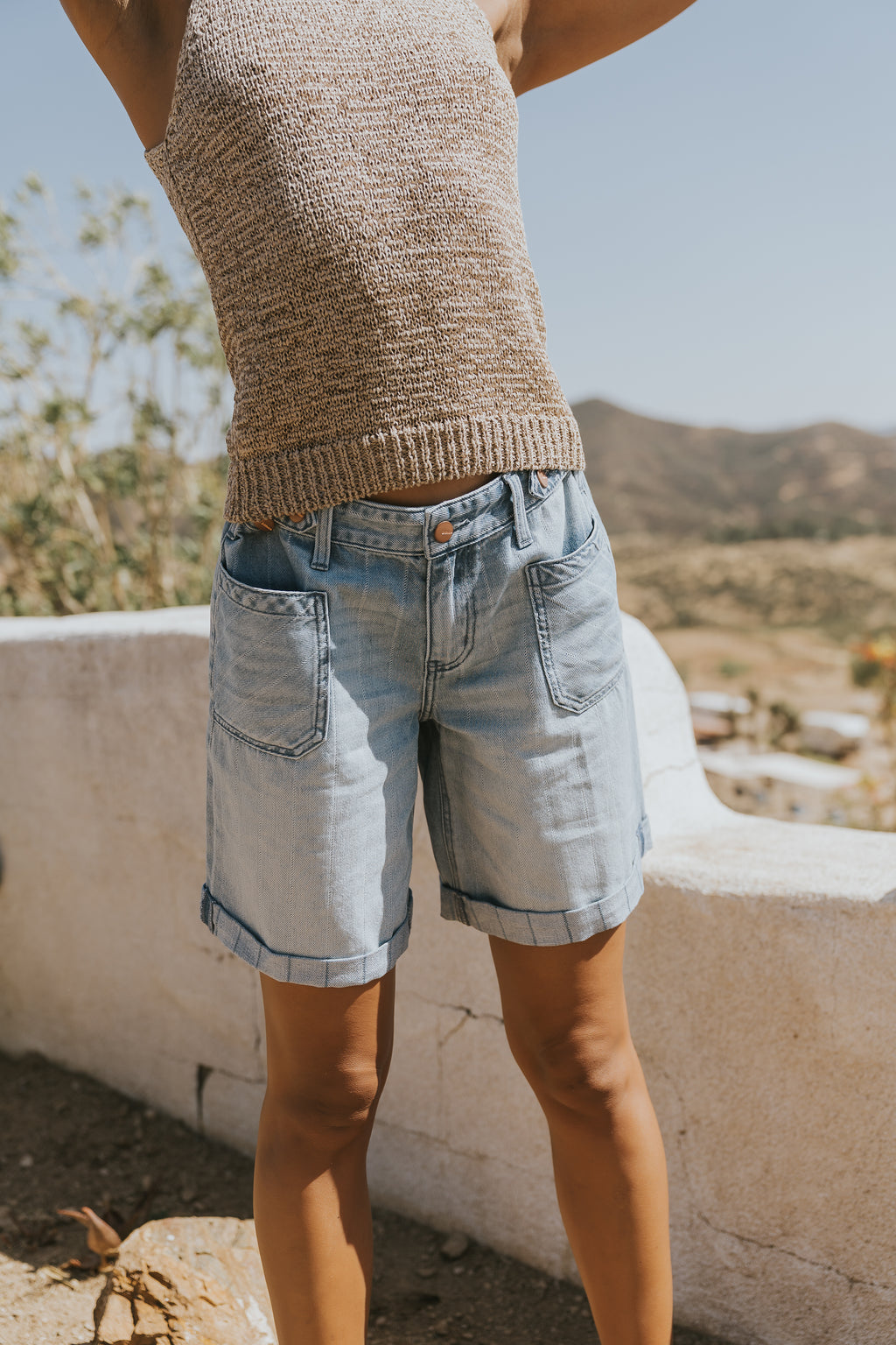 Farah Striped Denim Shorts