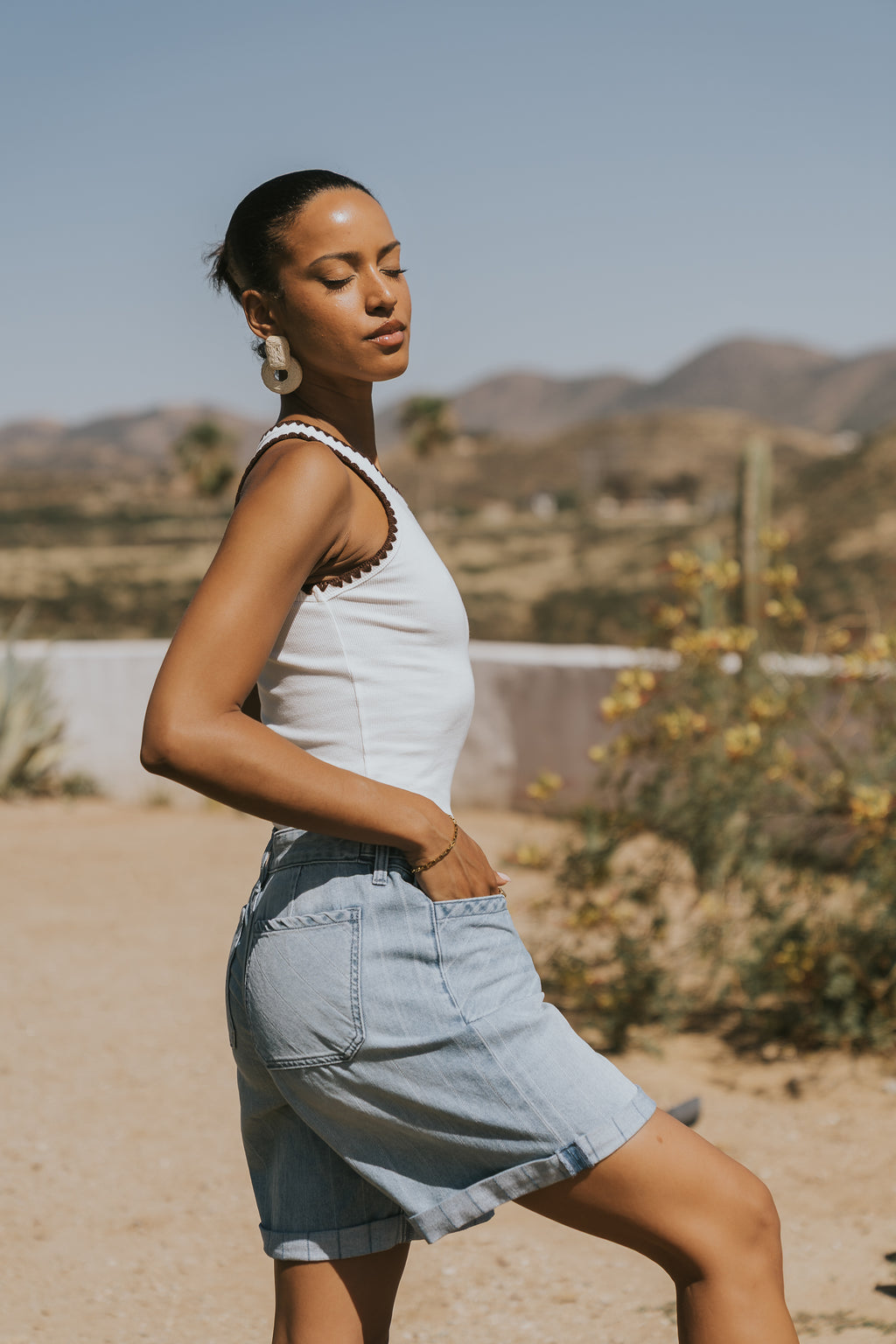 Farah Striped Denim Shorts