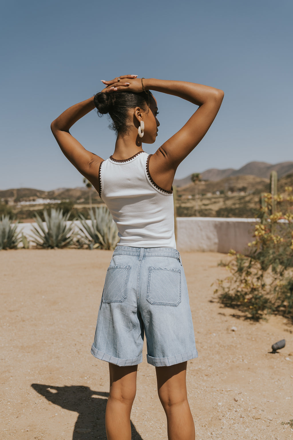 Farah Striped Denim Shorts