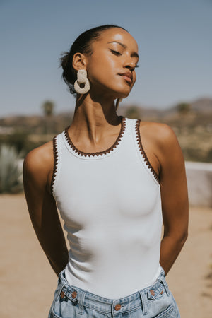 Leia Contrast Tank Top in White