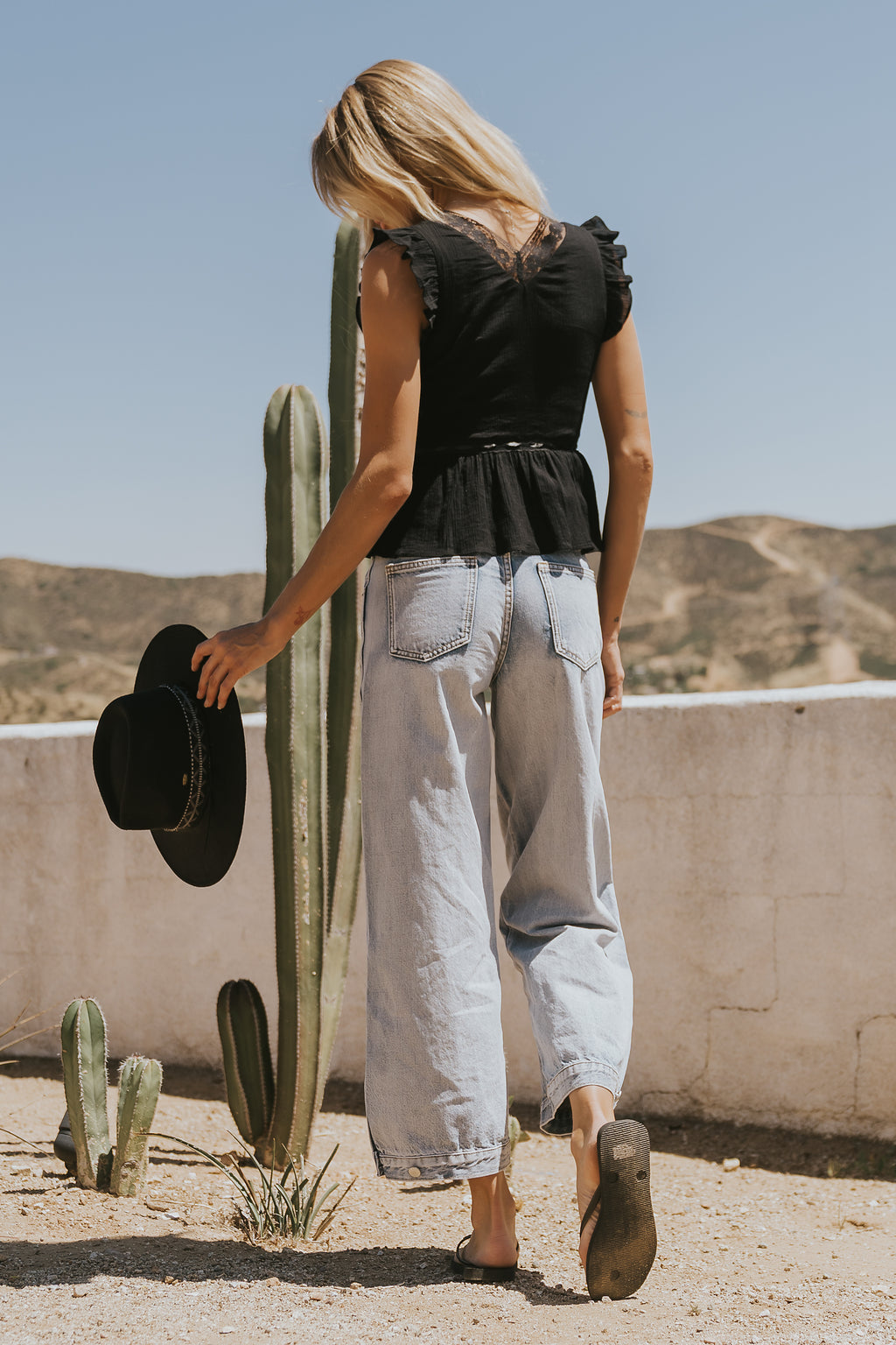 Halsey Peplum Top in Black