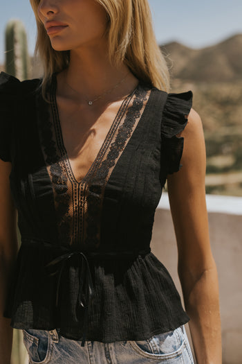 Halsey Peplum Top in Black