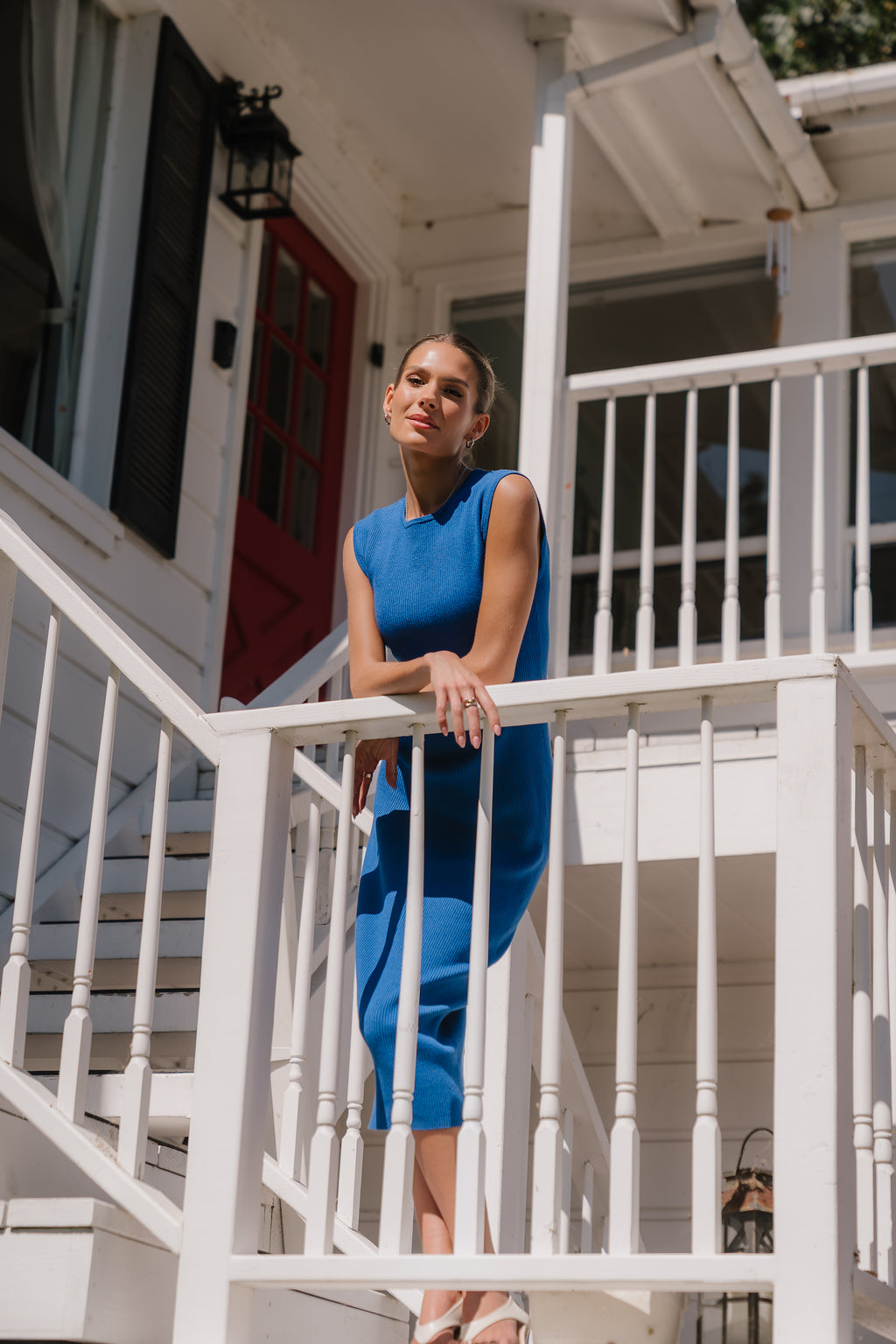 Jade Ribbed Maxi Dress in Cobalt