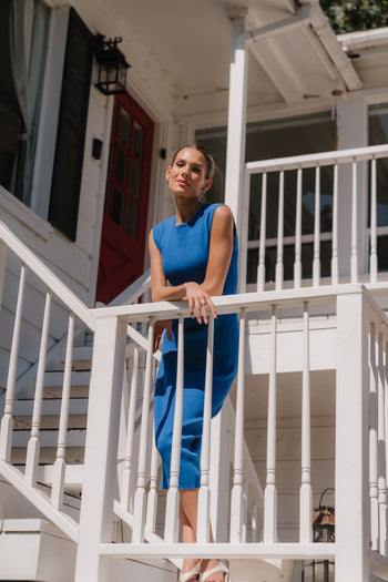 Jade Ribbed Maxi Dress in Cobalt