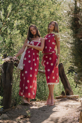 Taya Polka Dot Midi Skirt