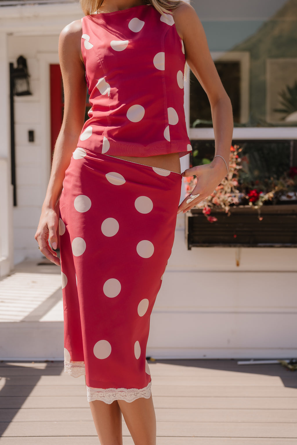 Taya Polka Dot Midi Skirt