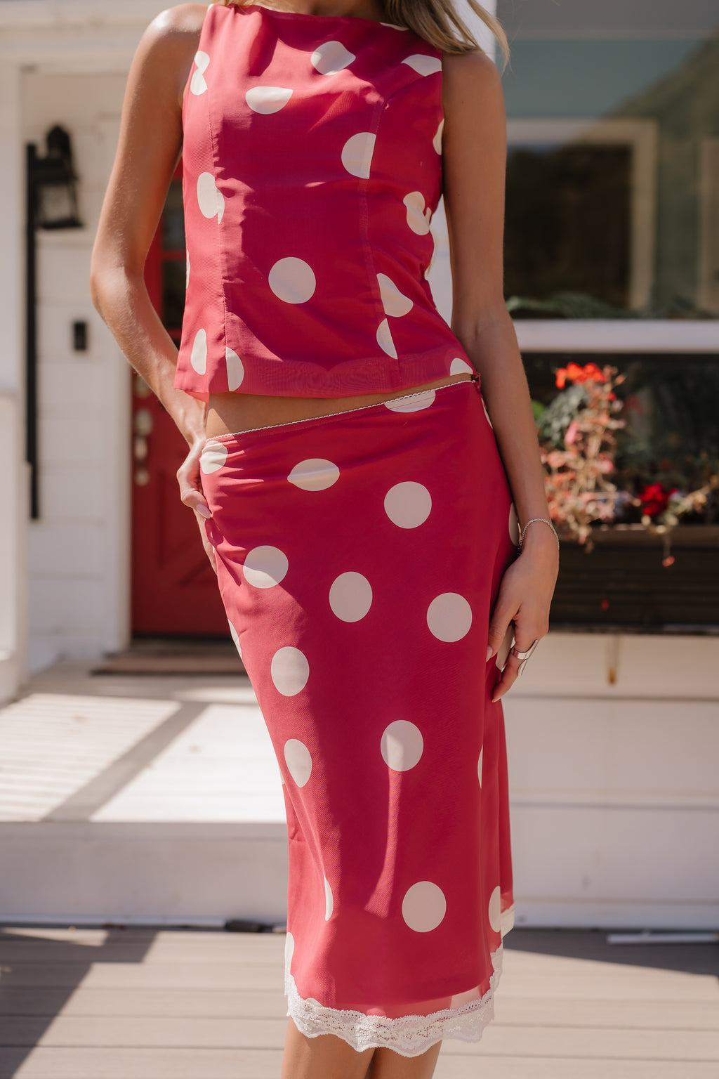 Taya Polka Dot Midi Skirt