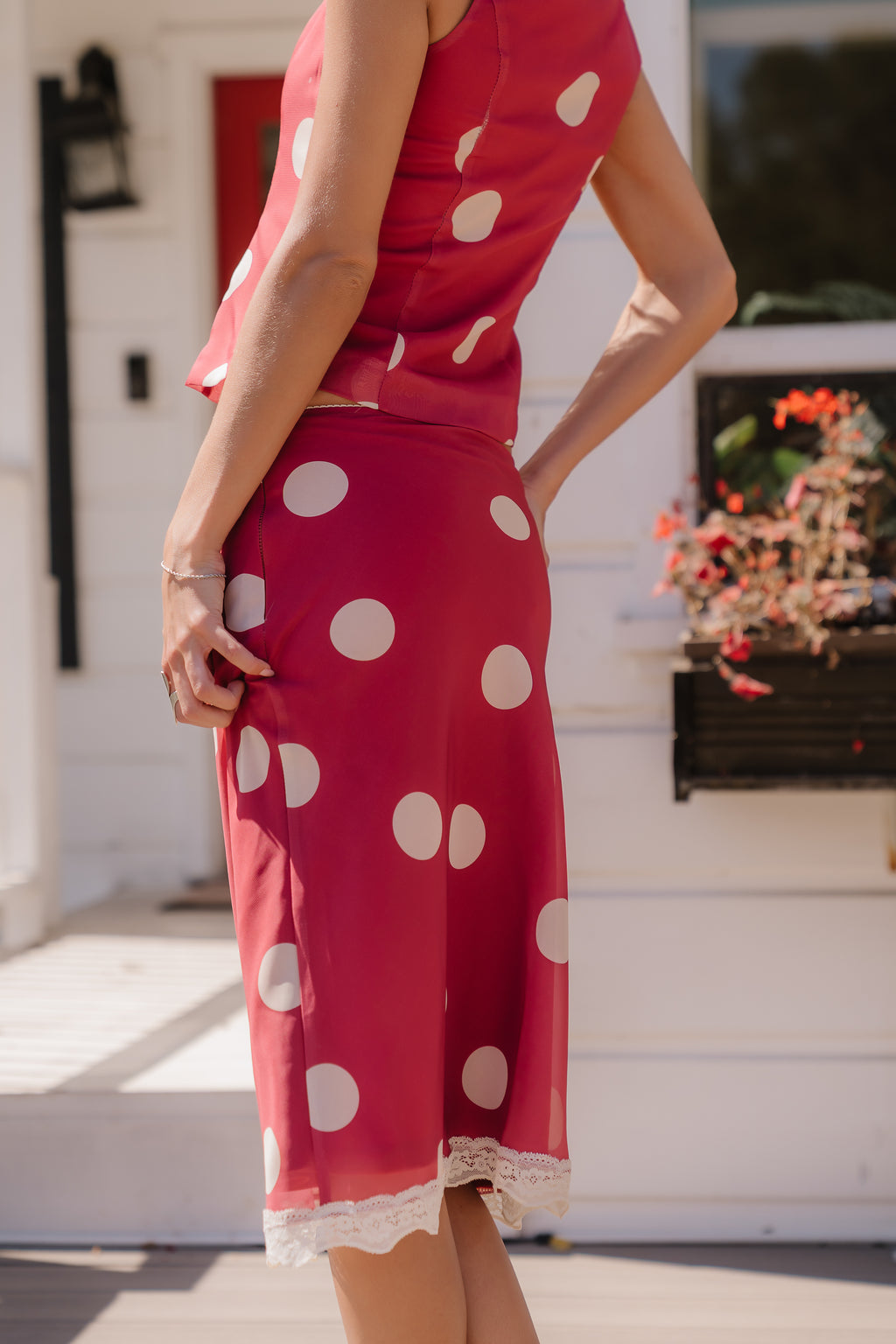 Taya Polka Dot Midi Skirt