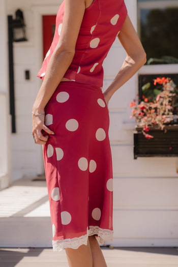 Taya Polka Dot Midi Skirt