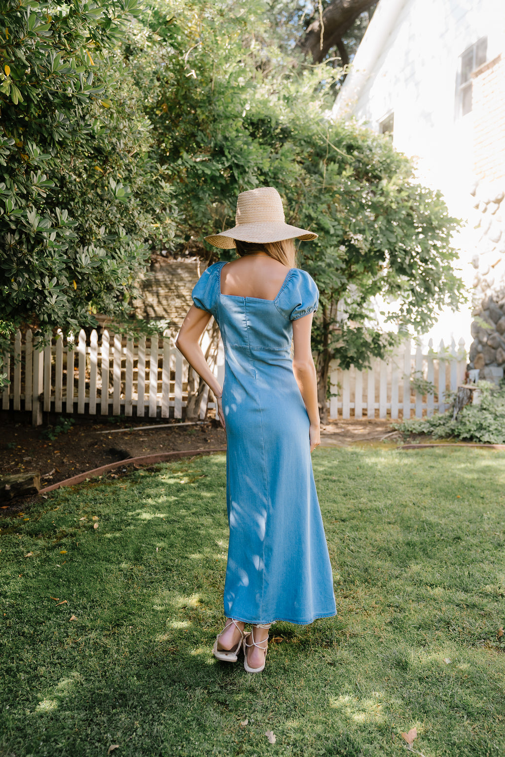 sylvia cream knit midi dress Sylvia Denim Maxi Dress