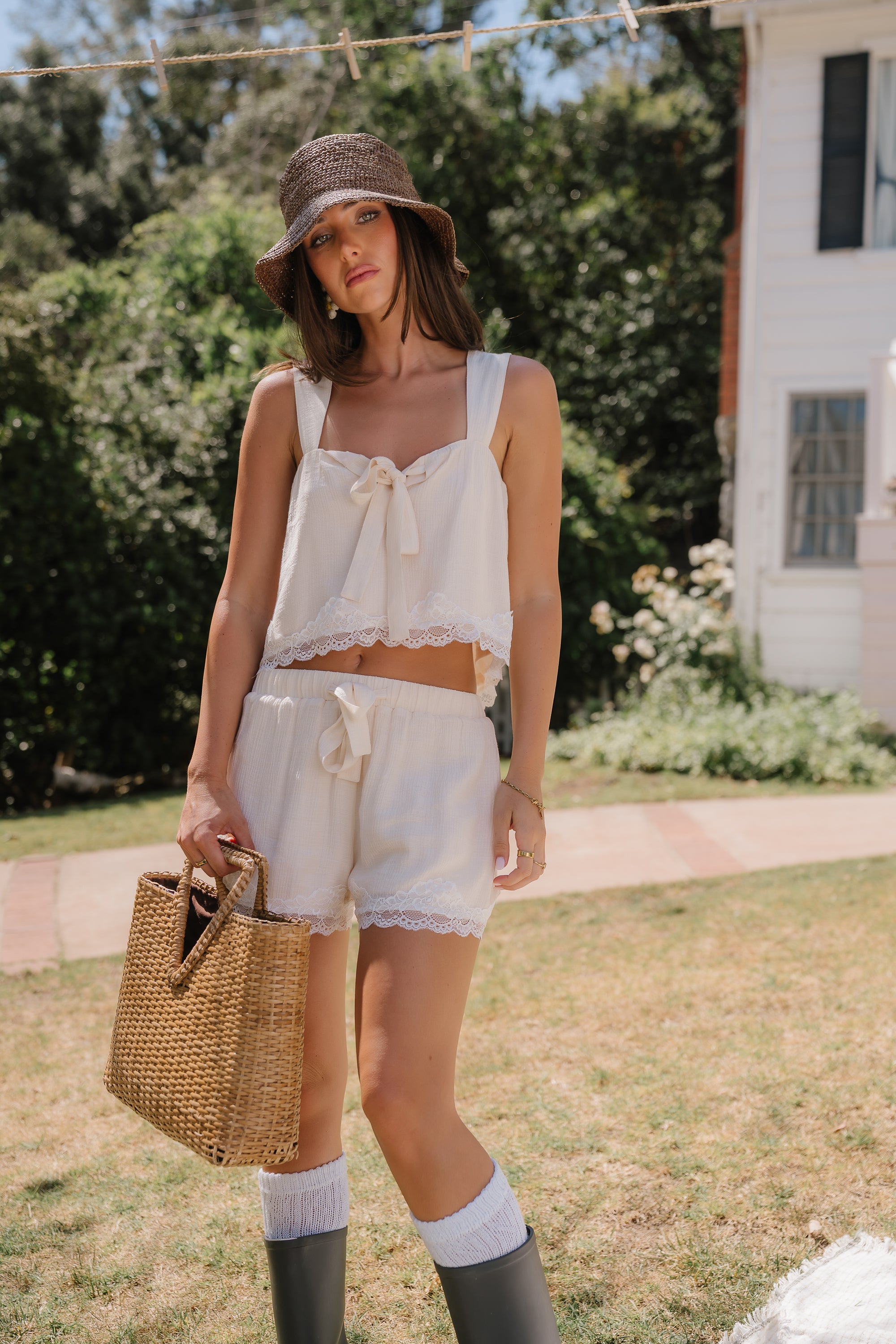 Elsie Lace Trim Shorts - FINAL SALE