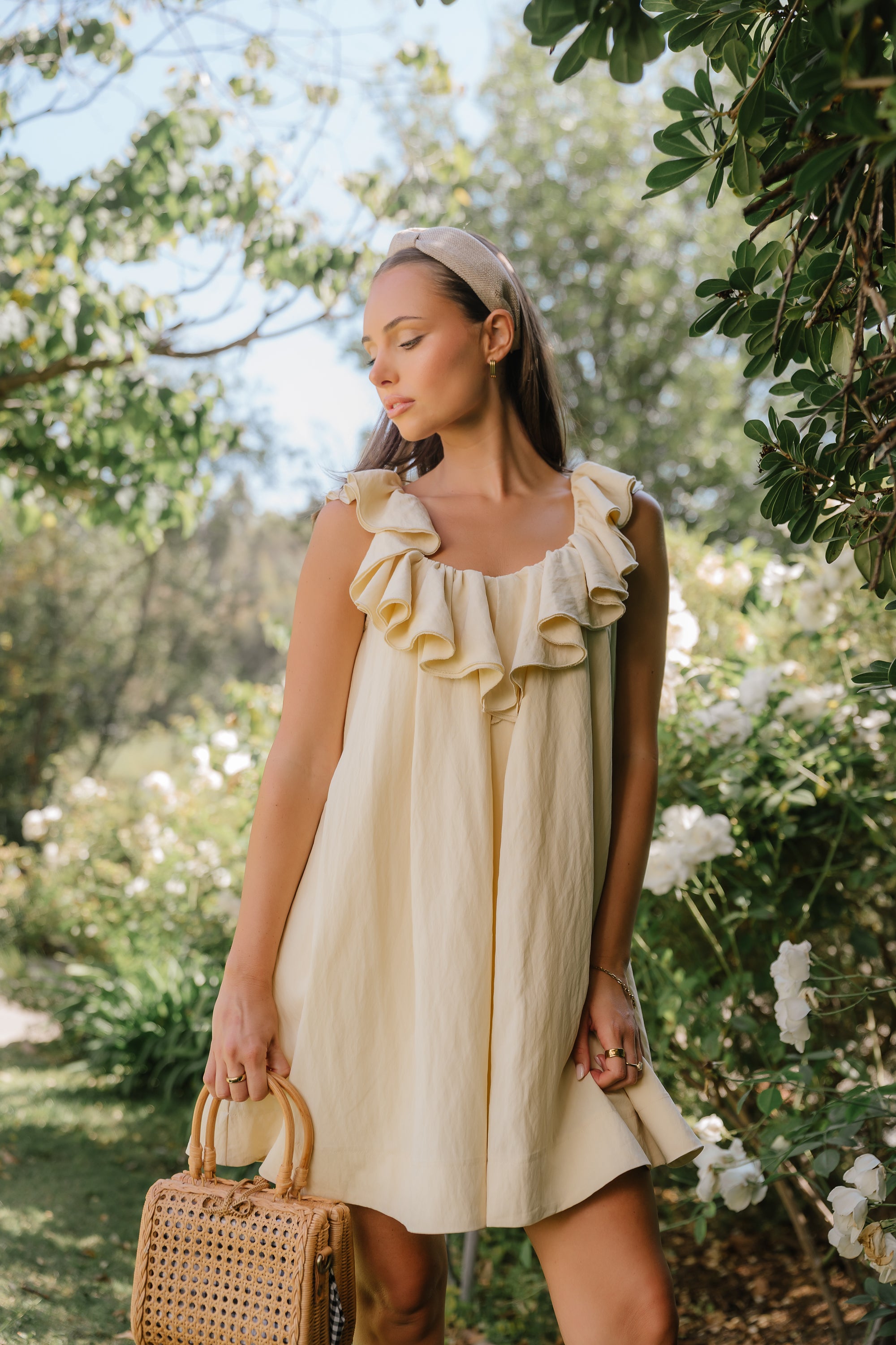 yellow ruffle mini dress Juliet Ruffle Mini Dress in Yellow