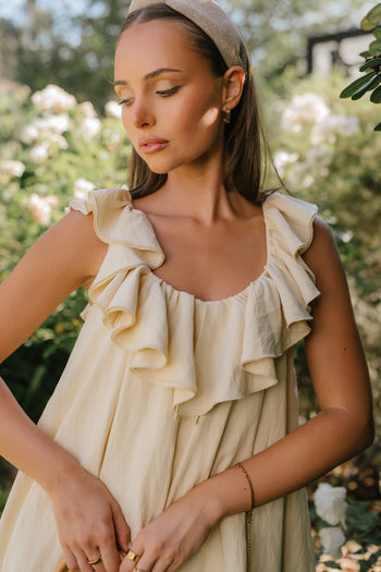 Juliet Ruffle Mini Dress in Yellow