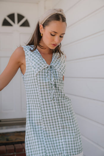 Millie Gingham Sleeveless Mini Dress