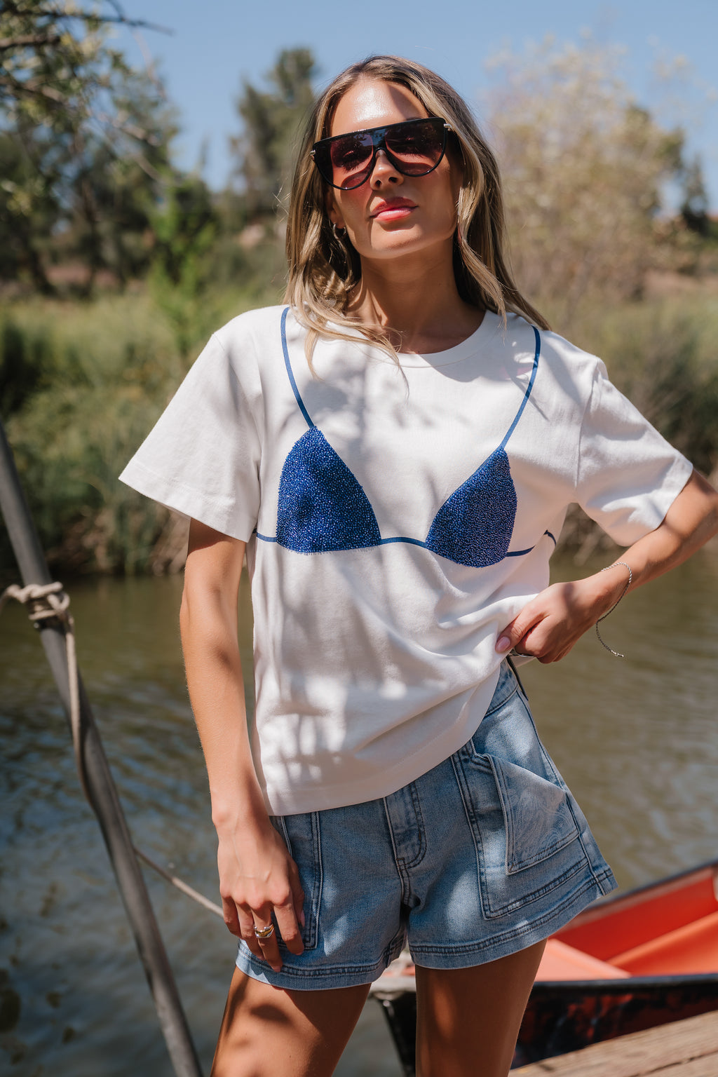 Juno Graphic Tee in Blue