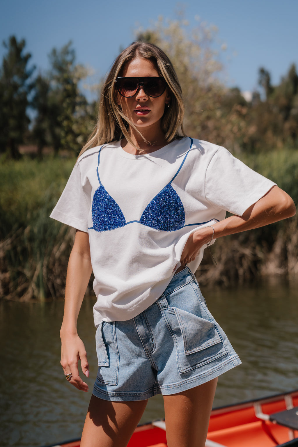 Juno Graphic Tee in Blue