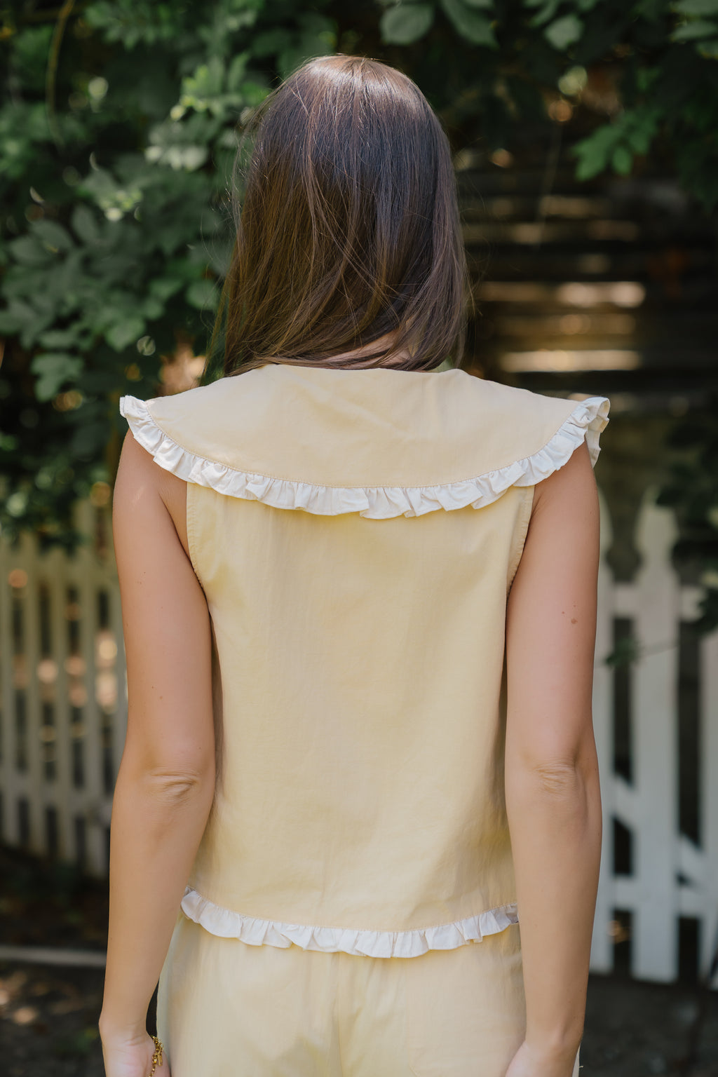 Aya Collared Ruffle Blouse in Yellow