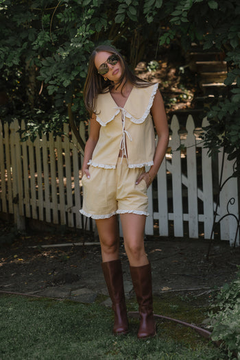 Aya Ruffle Shorts in Yellow