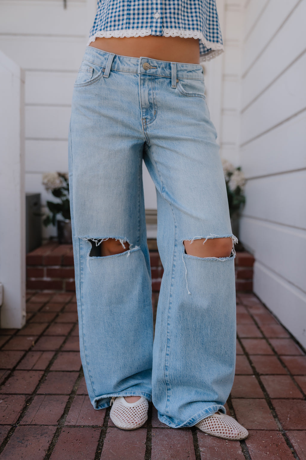 Martha Distressed Wide Leg Jeans