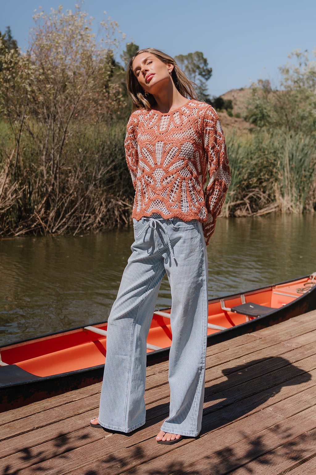 Abigail Striped Wide Leg Jeans